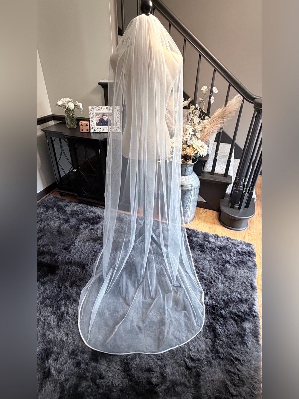 Sheer Ivory Bridal Veil with Subtle Satin Edge Trim - 78 inches